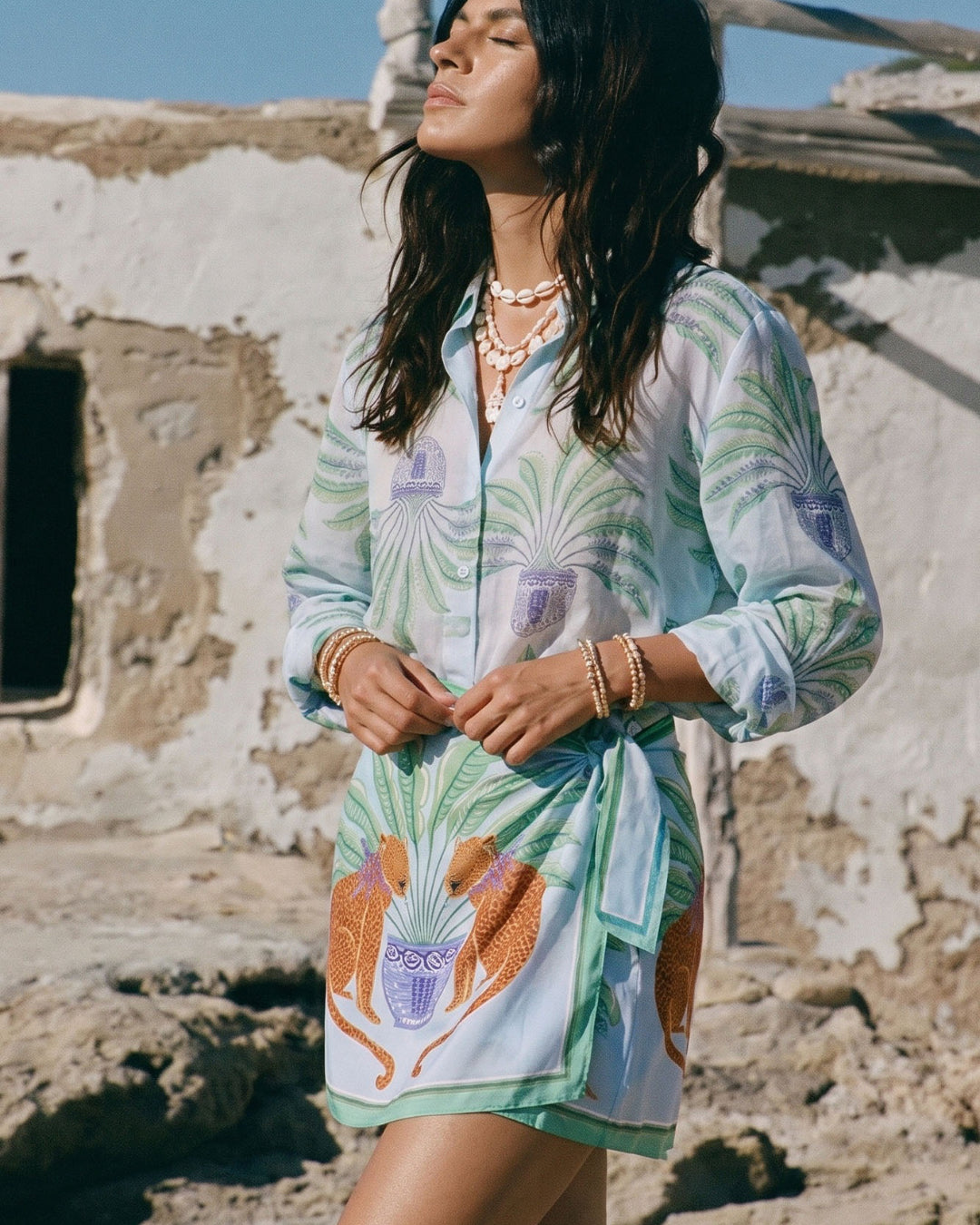 Azure Palm blouse