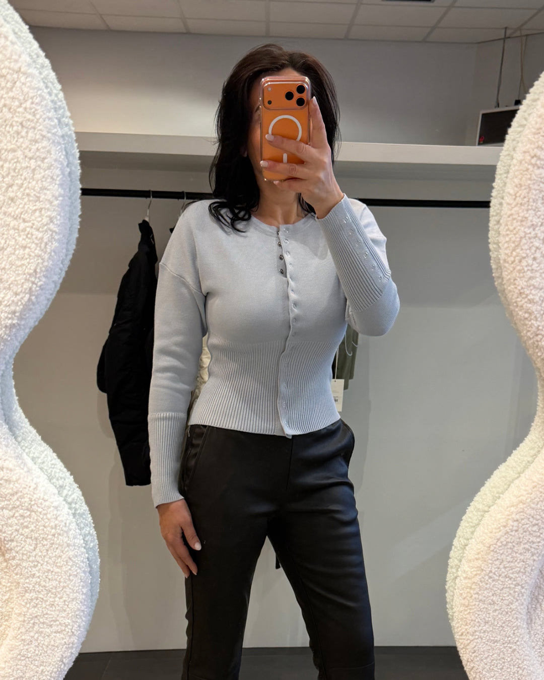 cardigan met tailleband - lichtblauw