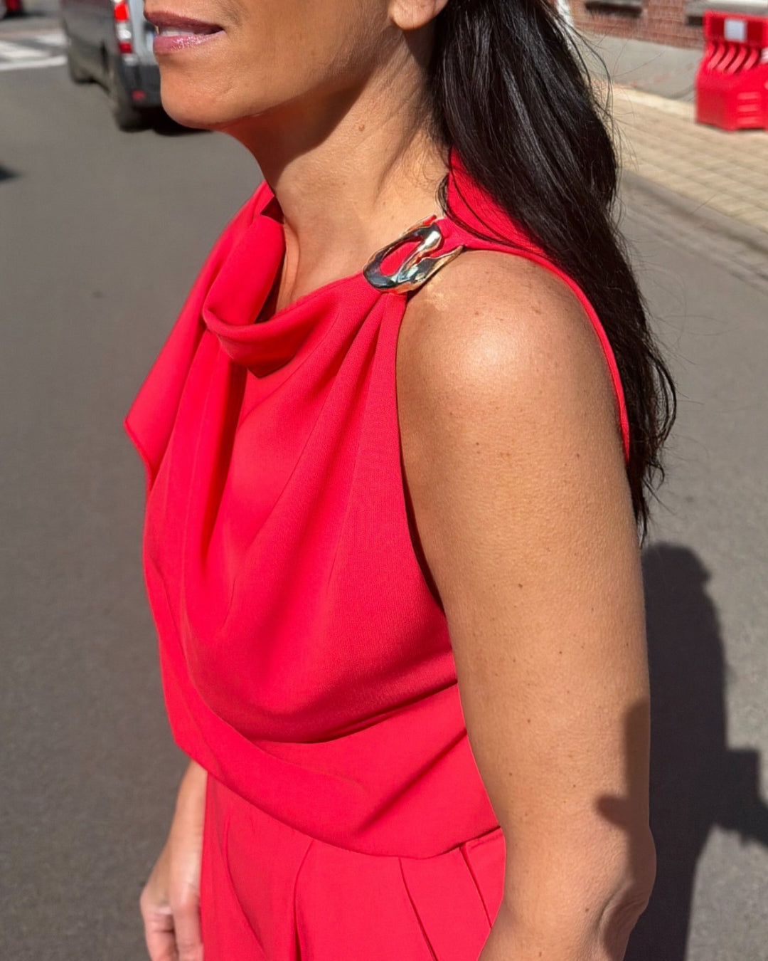 Off-shoulder set - koraal