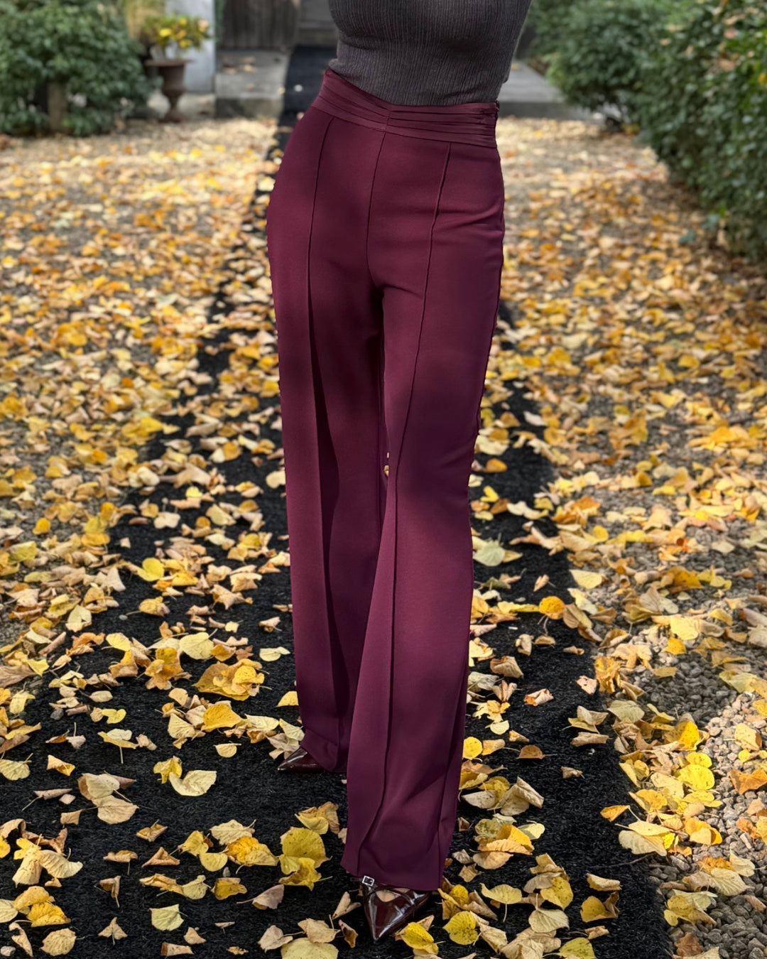 Broek band bordeaux satijn