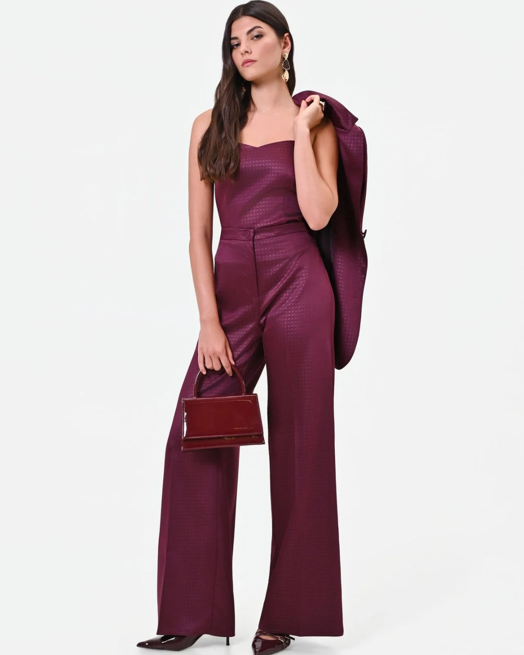 Blazer met licht gewafelde structuur bordeaux