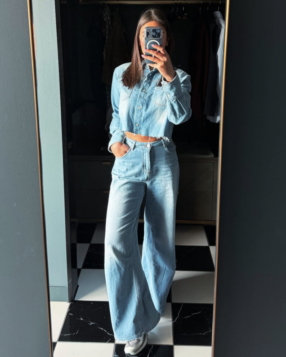 cropped jeans hemd