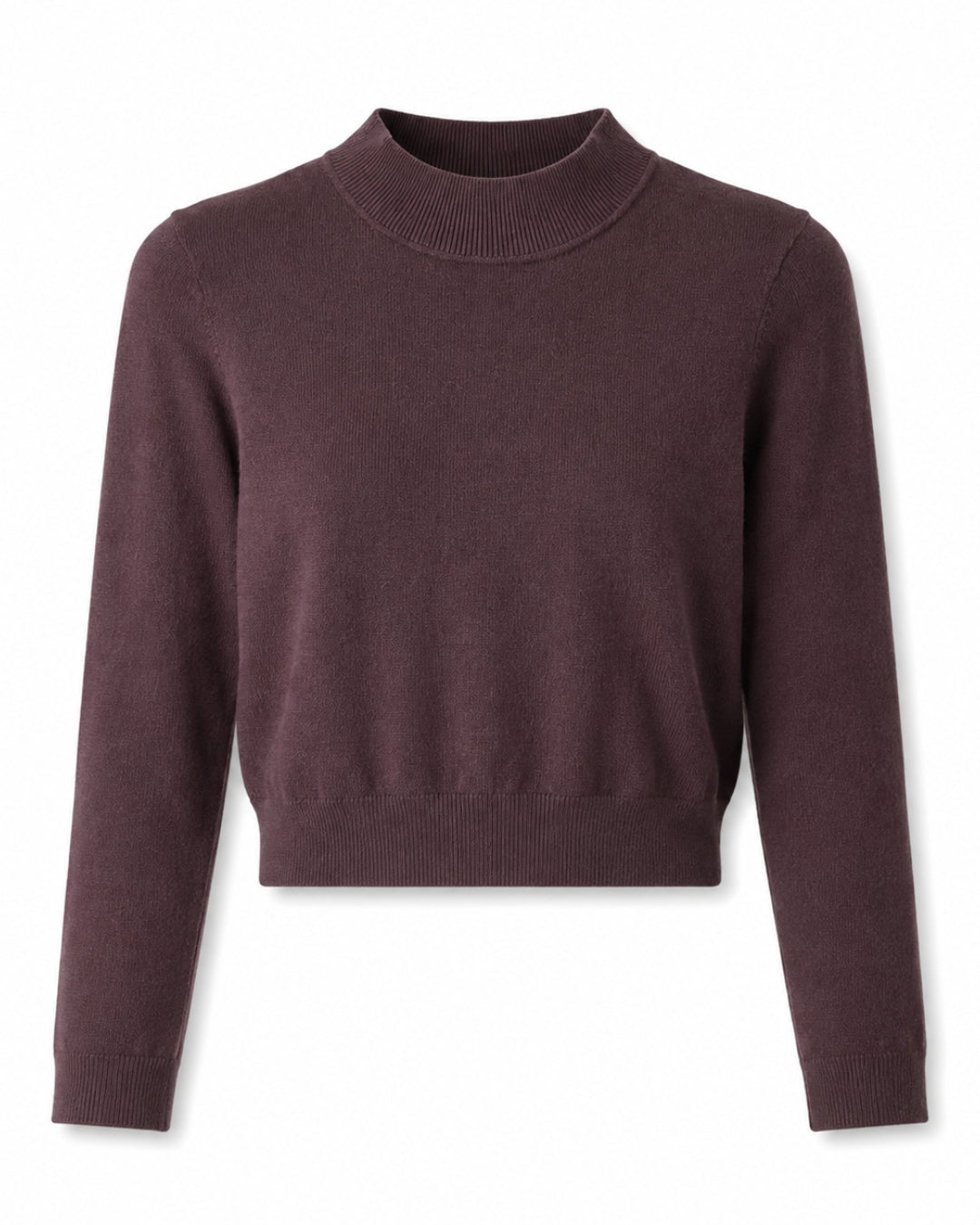 cropped knit met opstaande kraag - aubergine