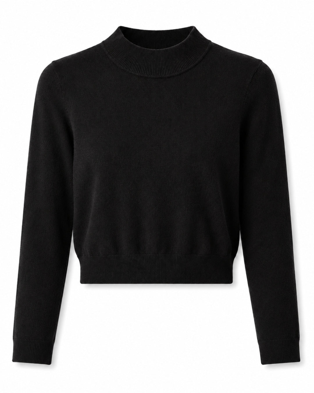 cropped knit met opstaande kraag - zwart