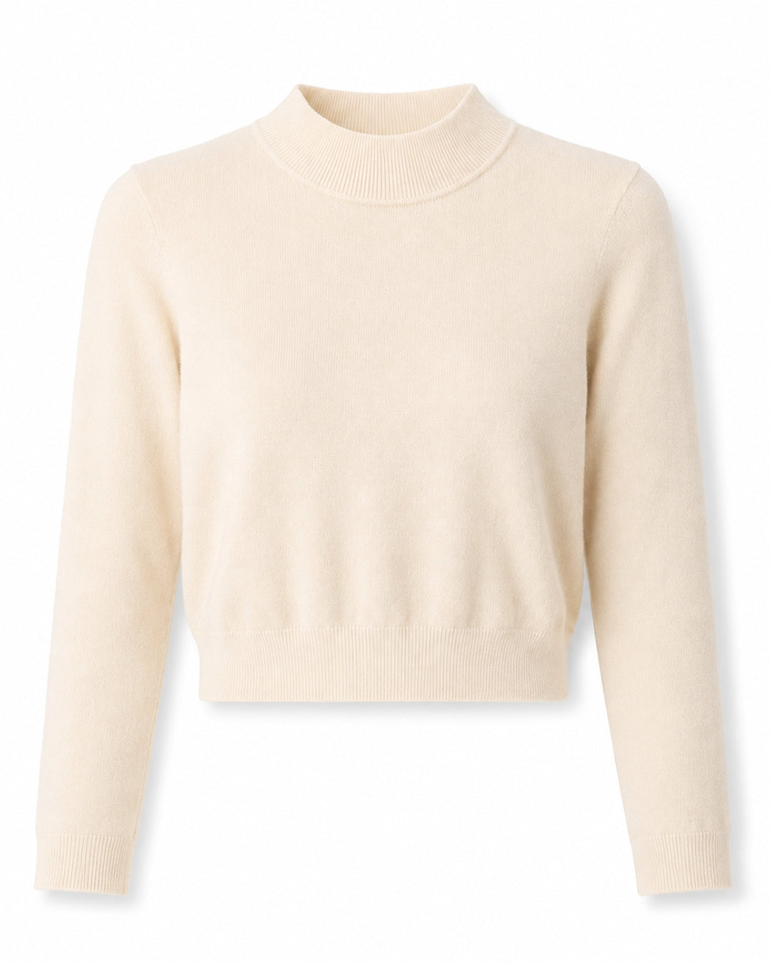 cropped knit met opstaande kraag - crème