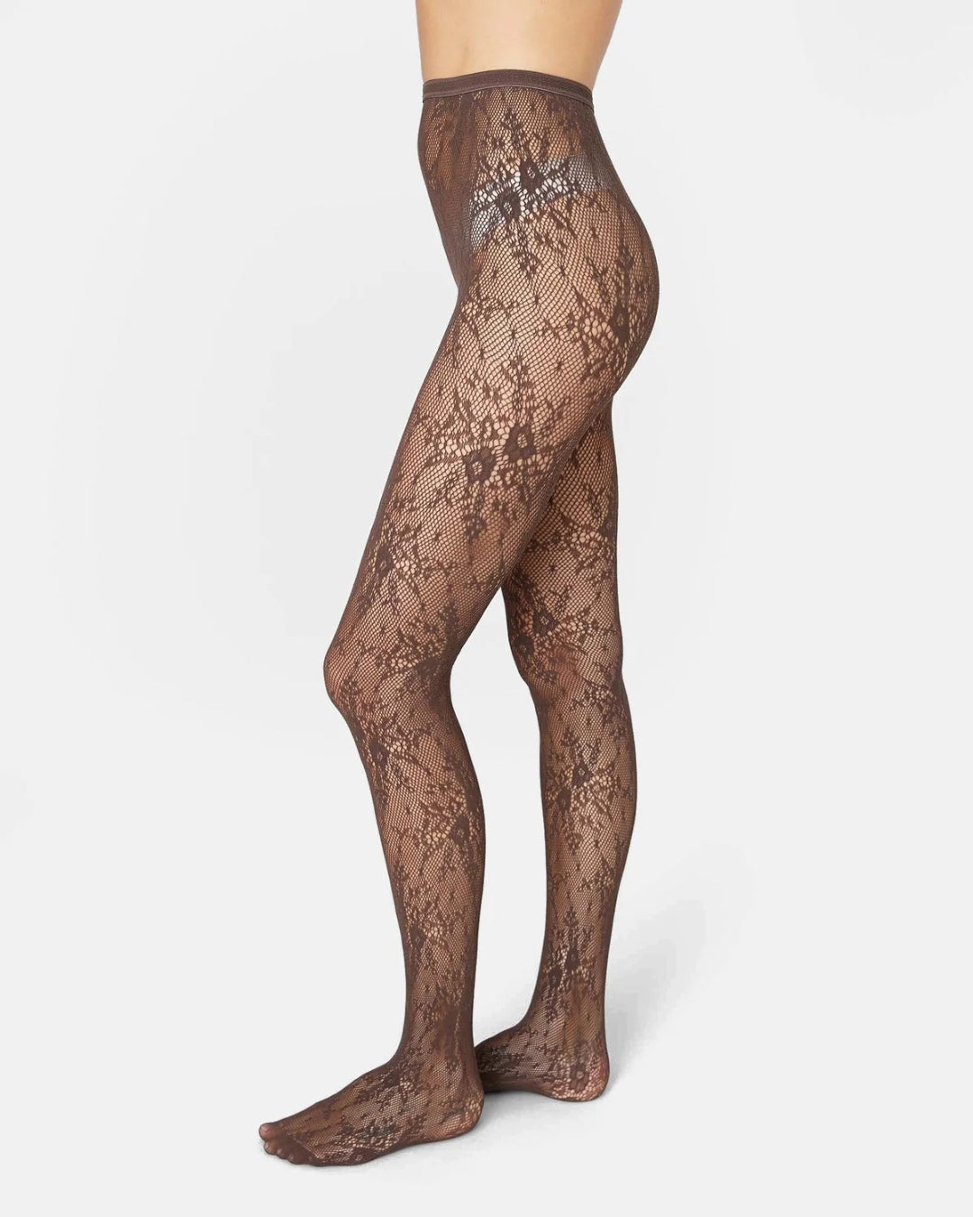 Rosa lace Tights - Dark brown