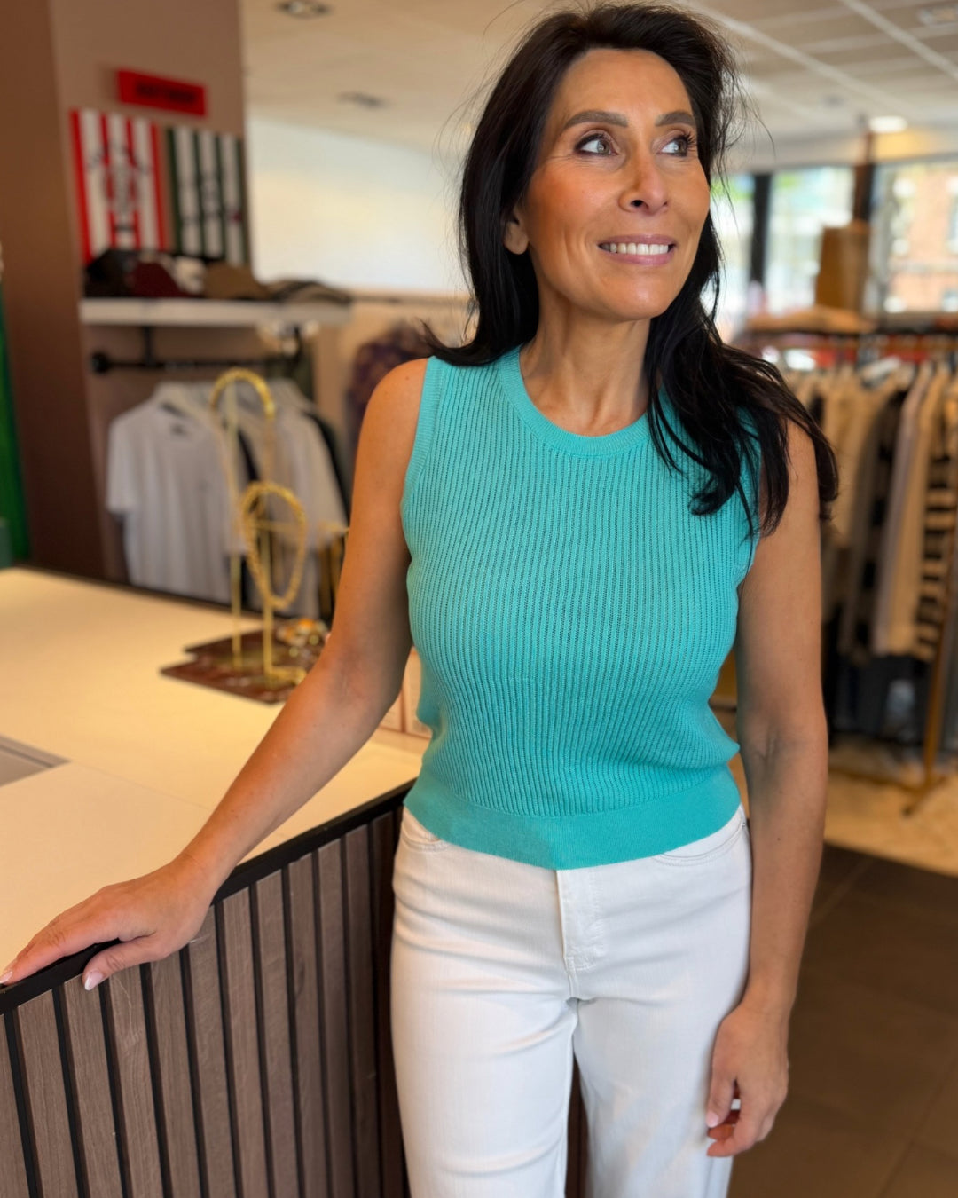 top gehaakt - turquoise