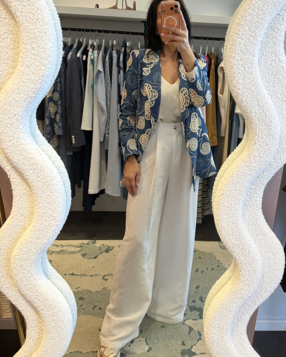 Linnen broek met hoge taille