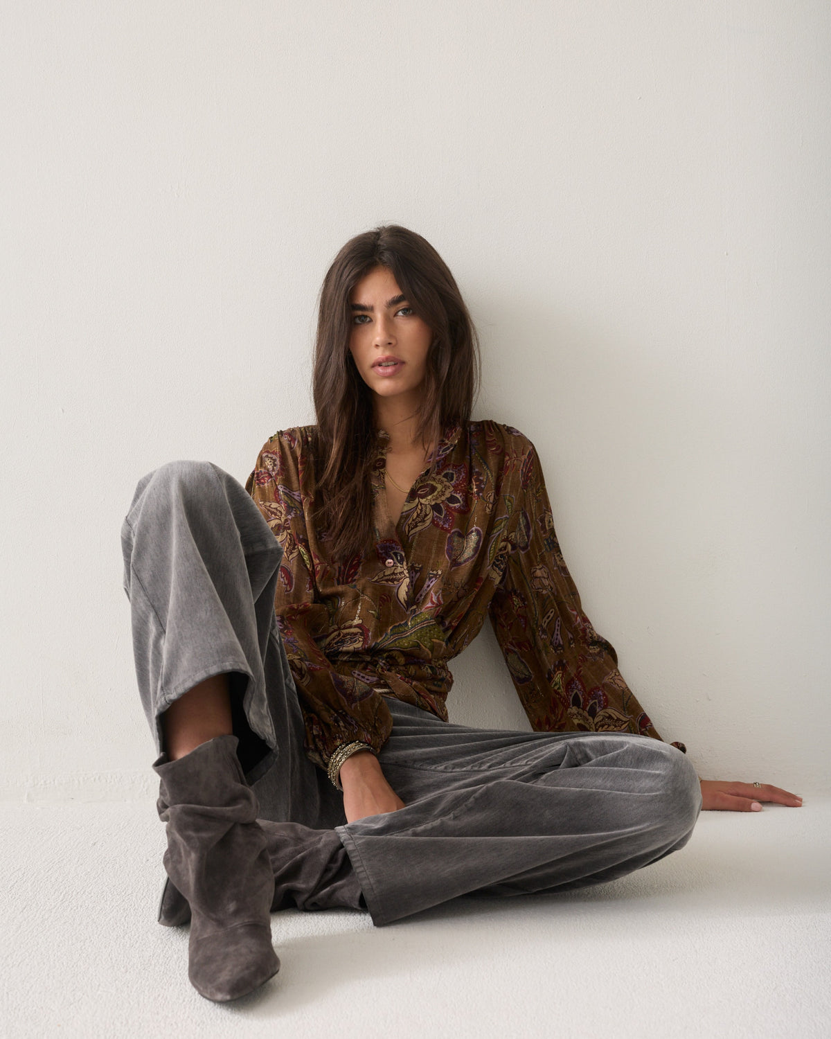 Wrap blouse flower print