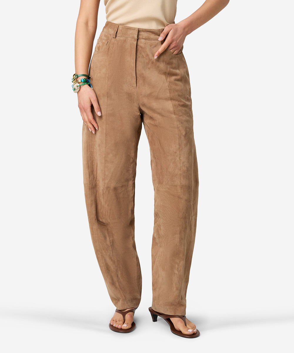 Parla balloon broek - 100% suede