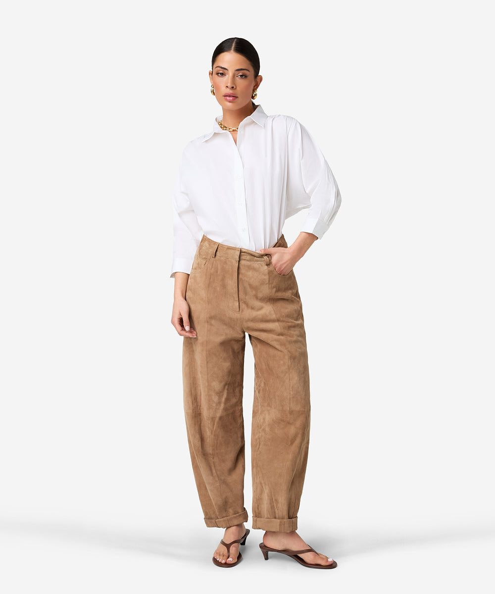 Parla balloon broek - 100% suede
