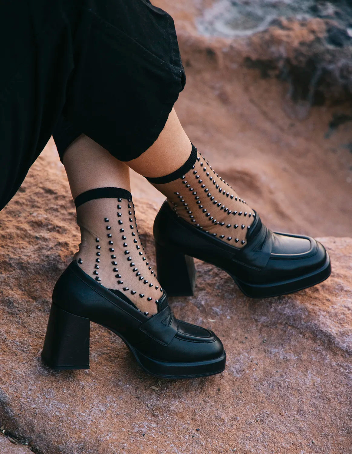 Crescent dunes socks - zwart