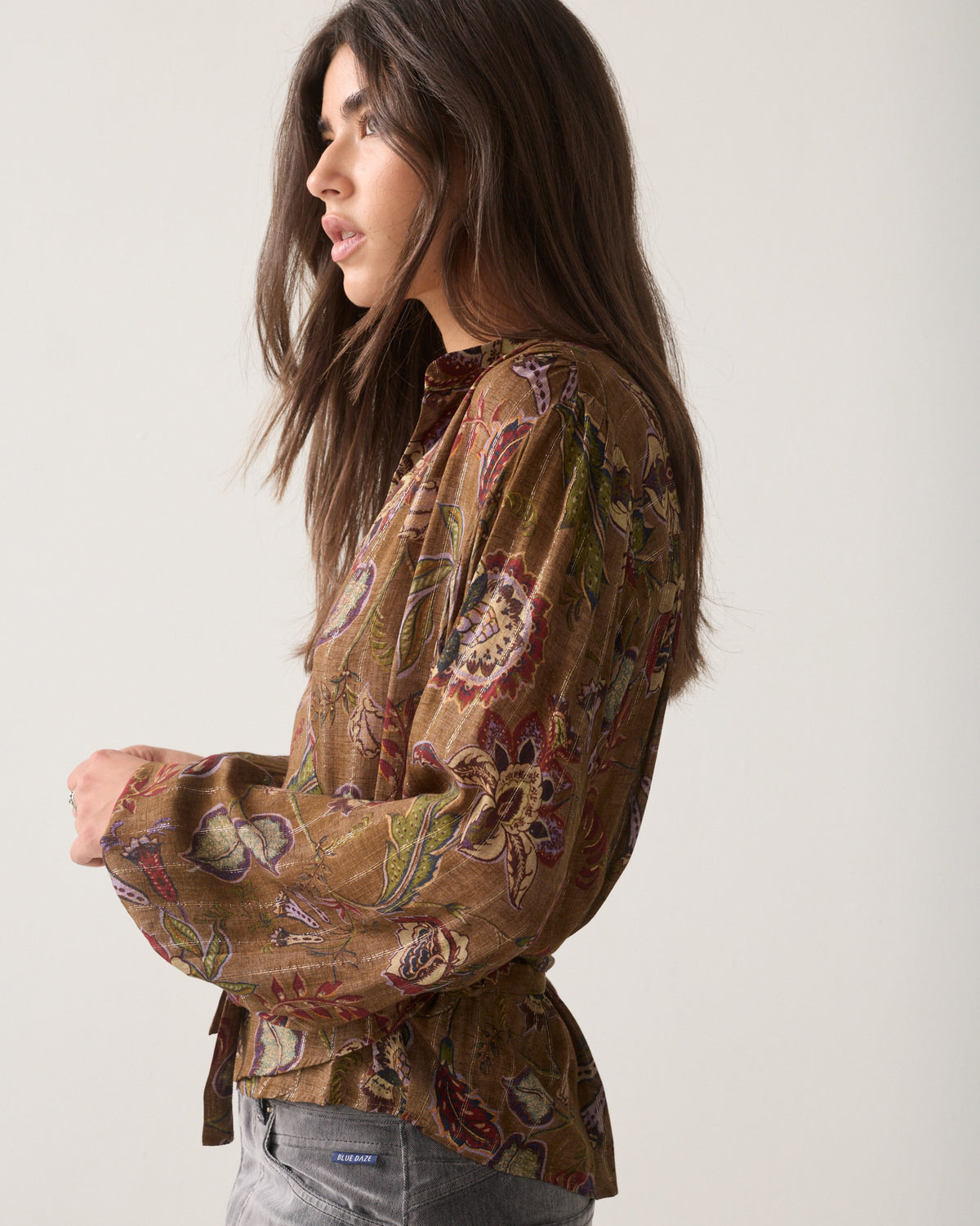 Wrap blouse flower print