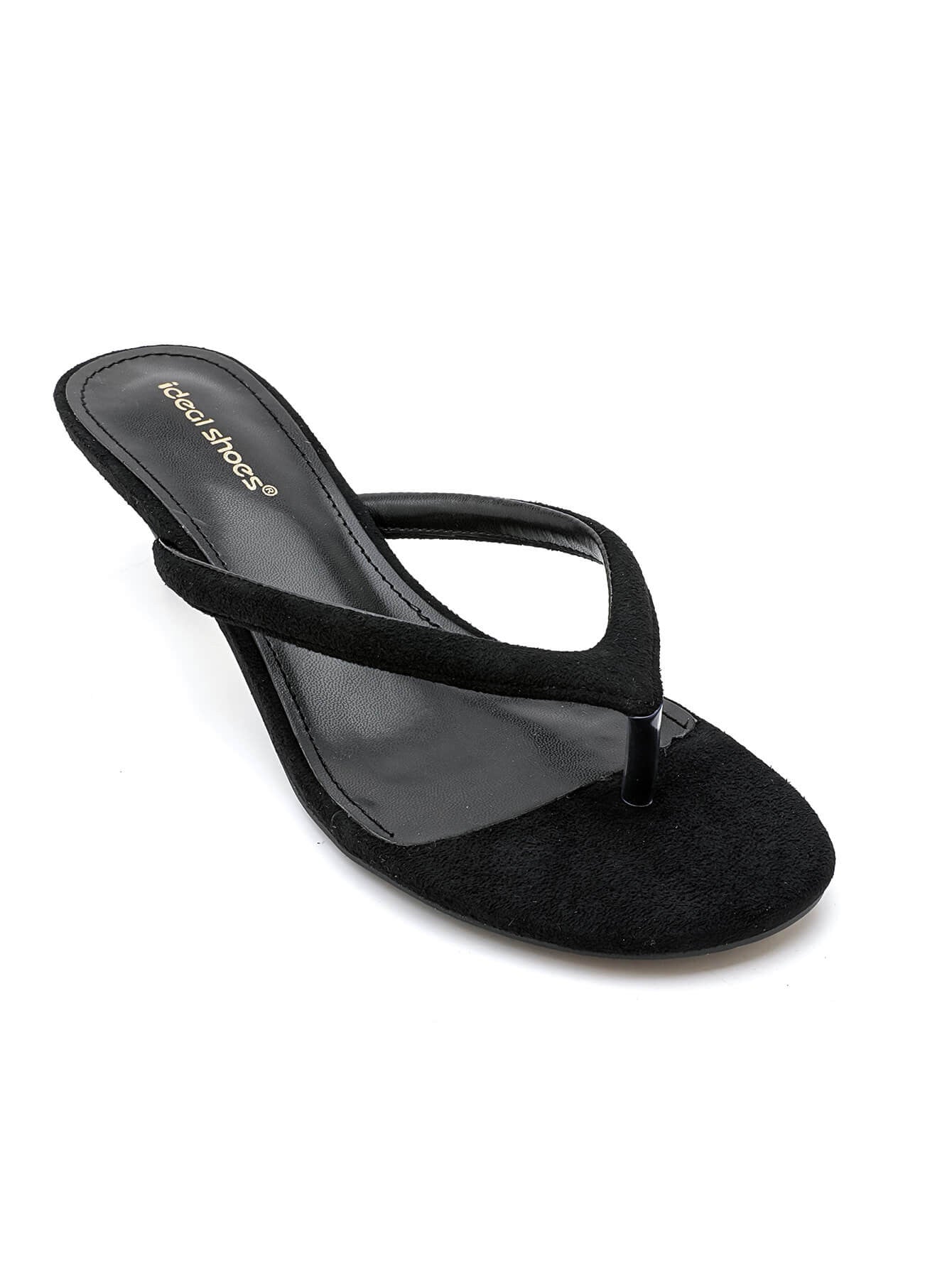 Slippers met kittenheel | zwart