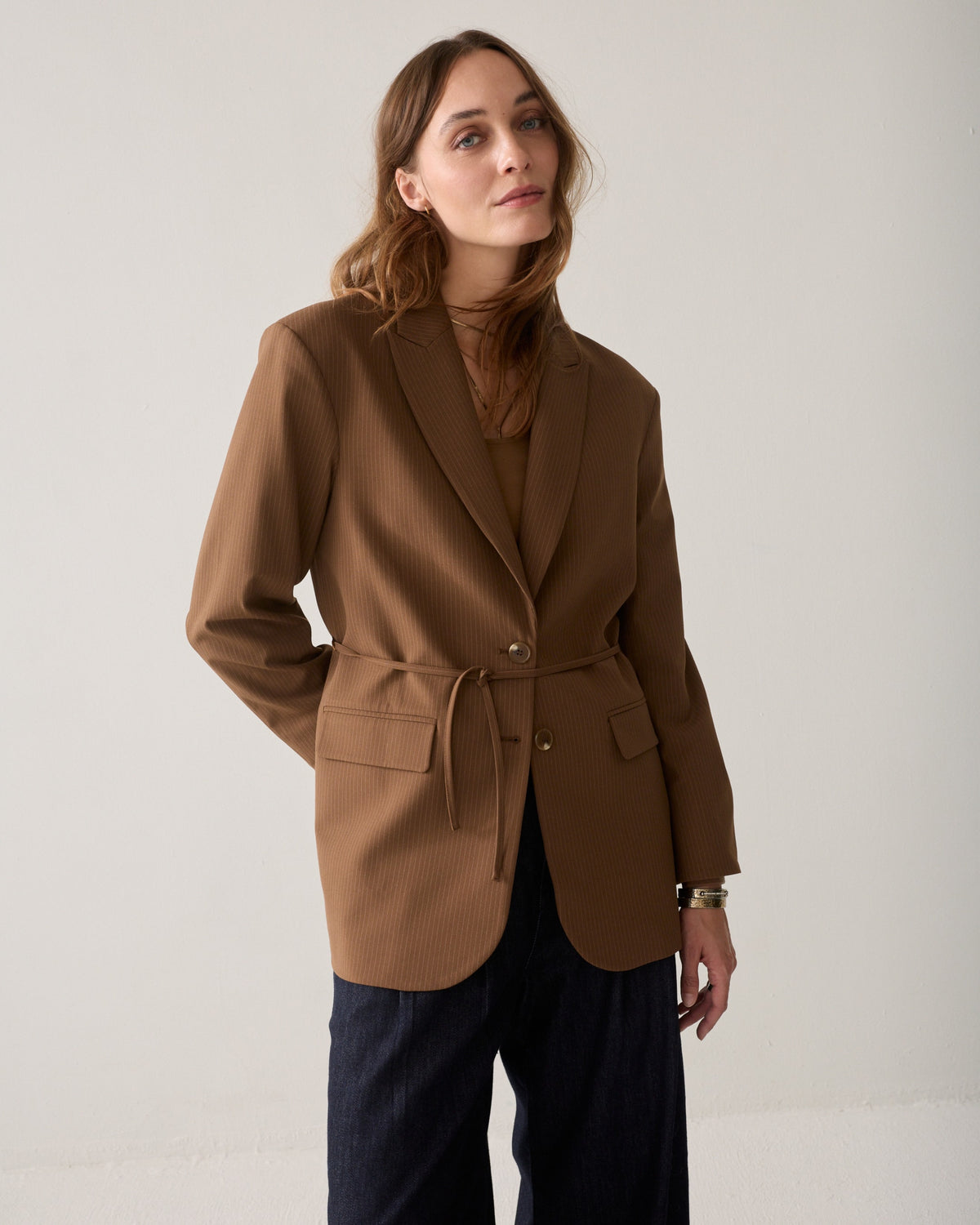 Blazer camel pinstripe