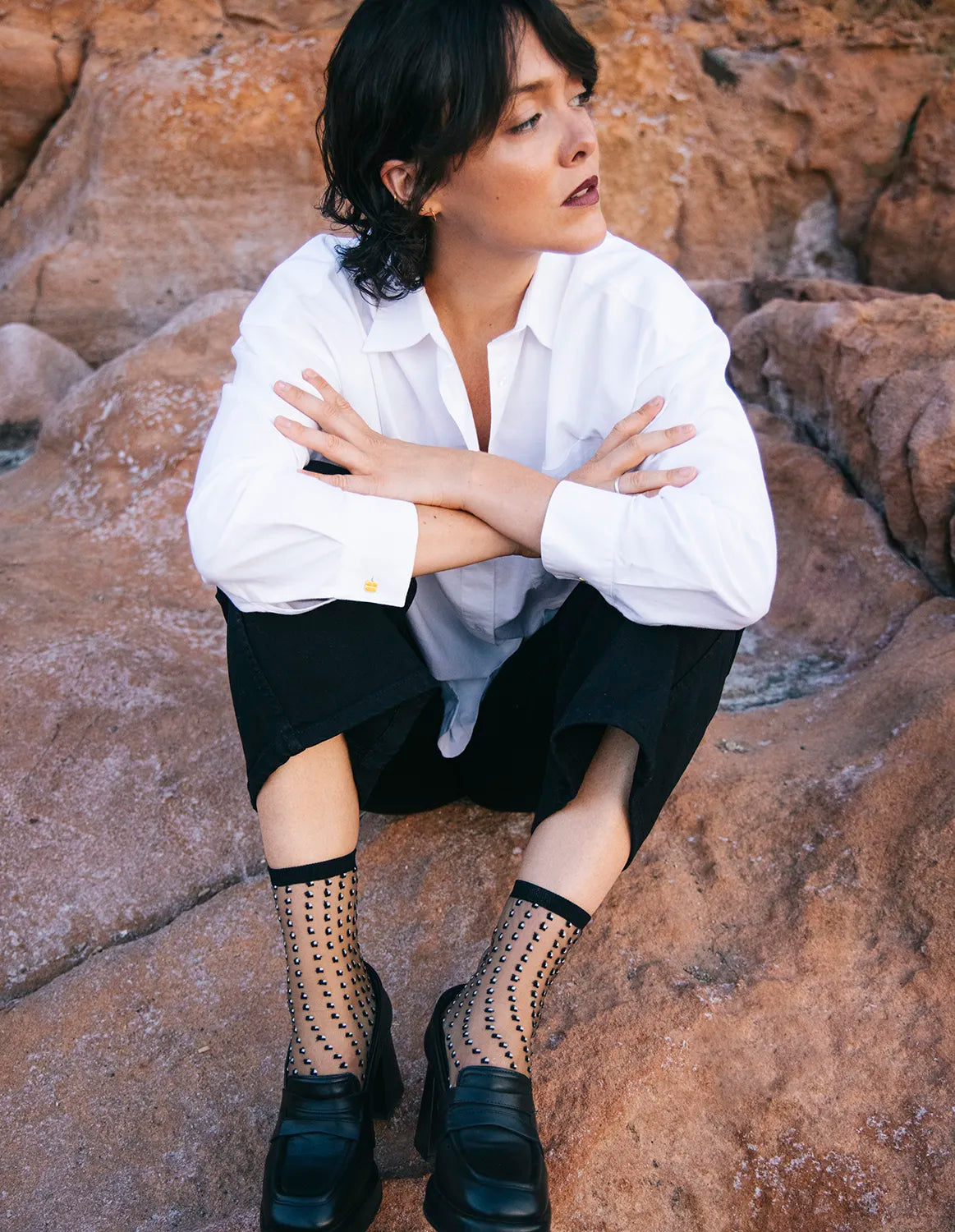 Crescent dunes socks - zwart