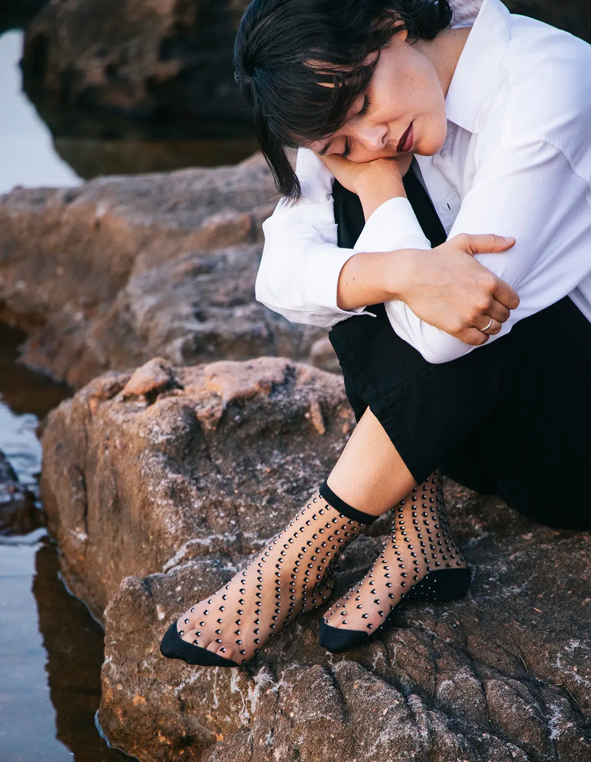 Crescent dunes socks - zwart