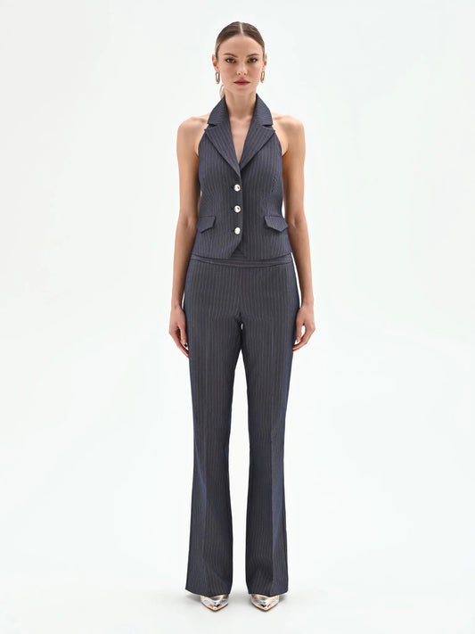 broek denim look streep