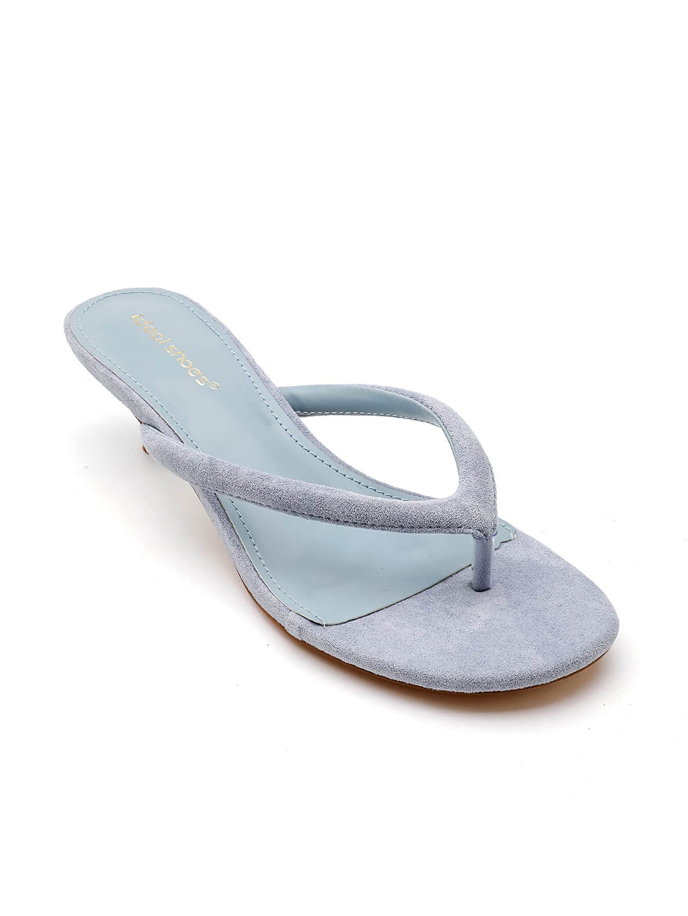 Slippers met kittenheel | lichtblauw
