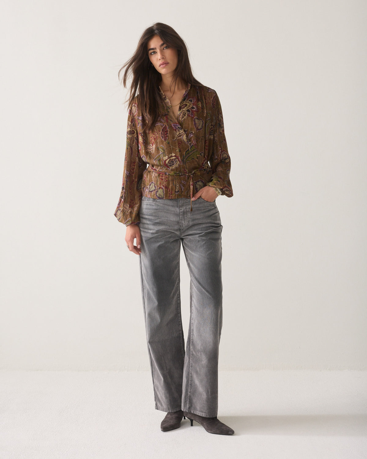 Wrap blouse flower print