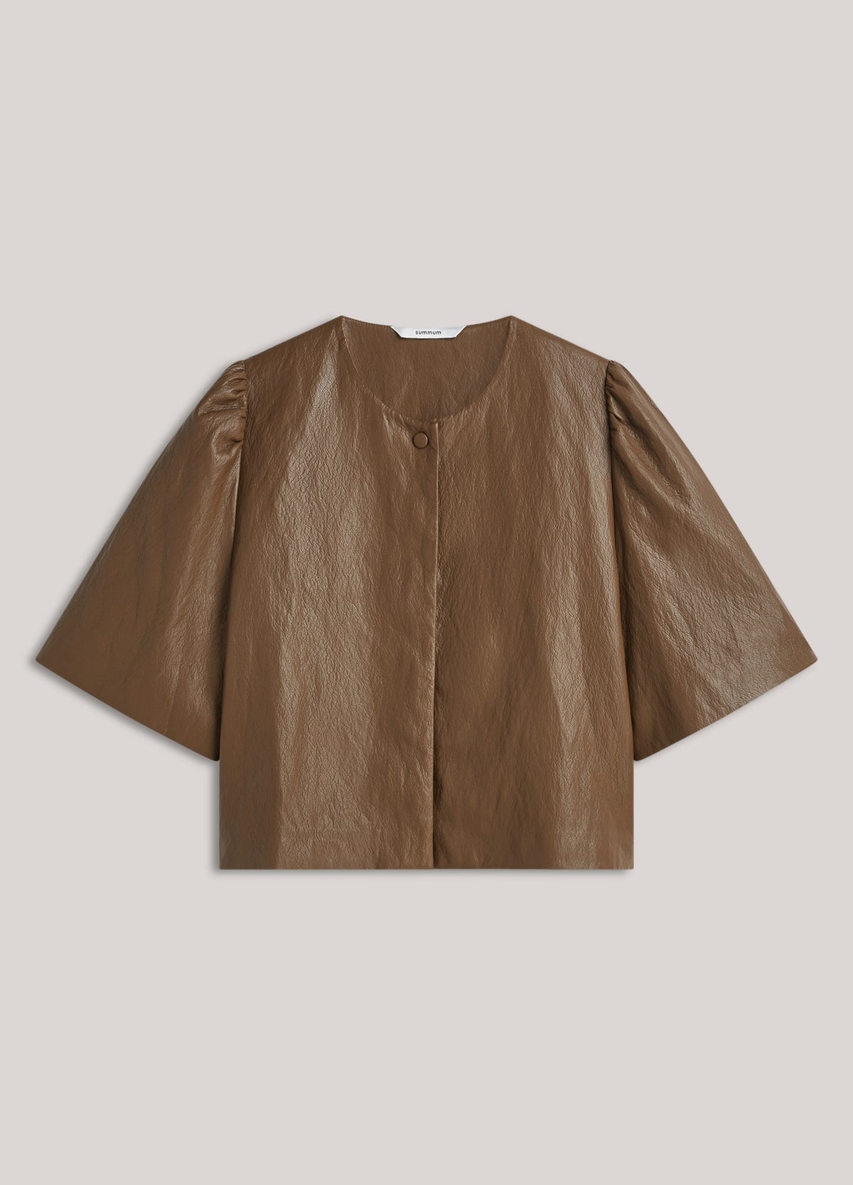 Puff sleeve top faux leather
