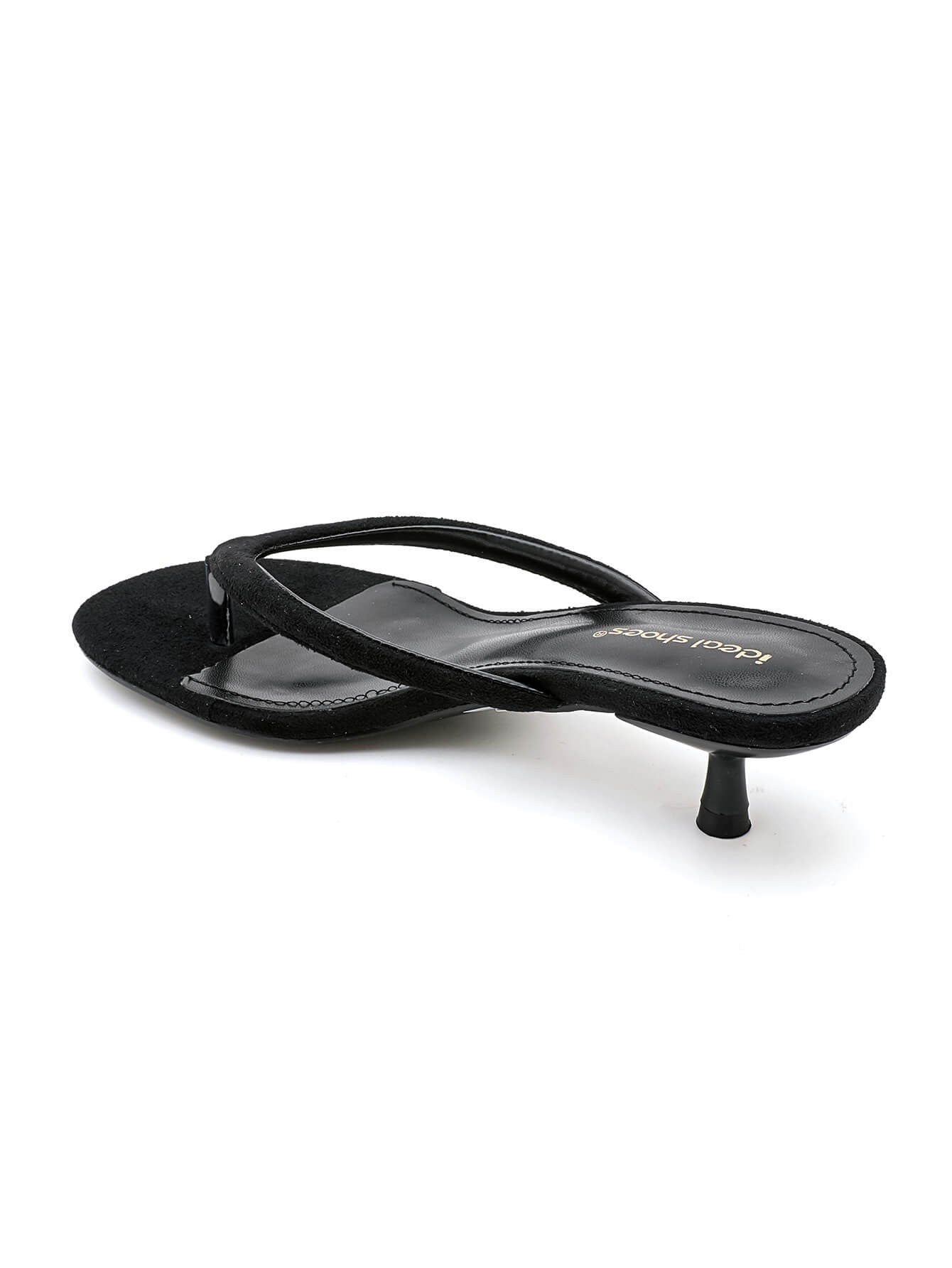 Slippers met kittenheel | zwart