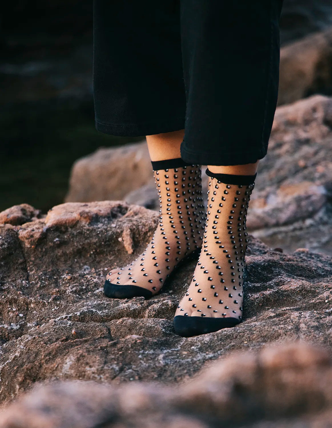 Crescent dunes socks - zwart