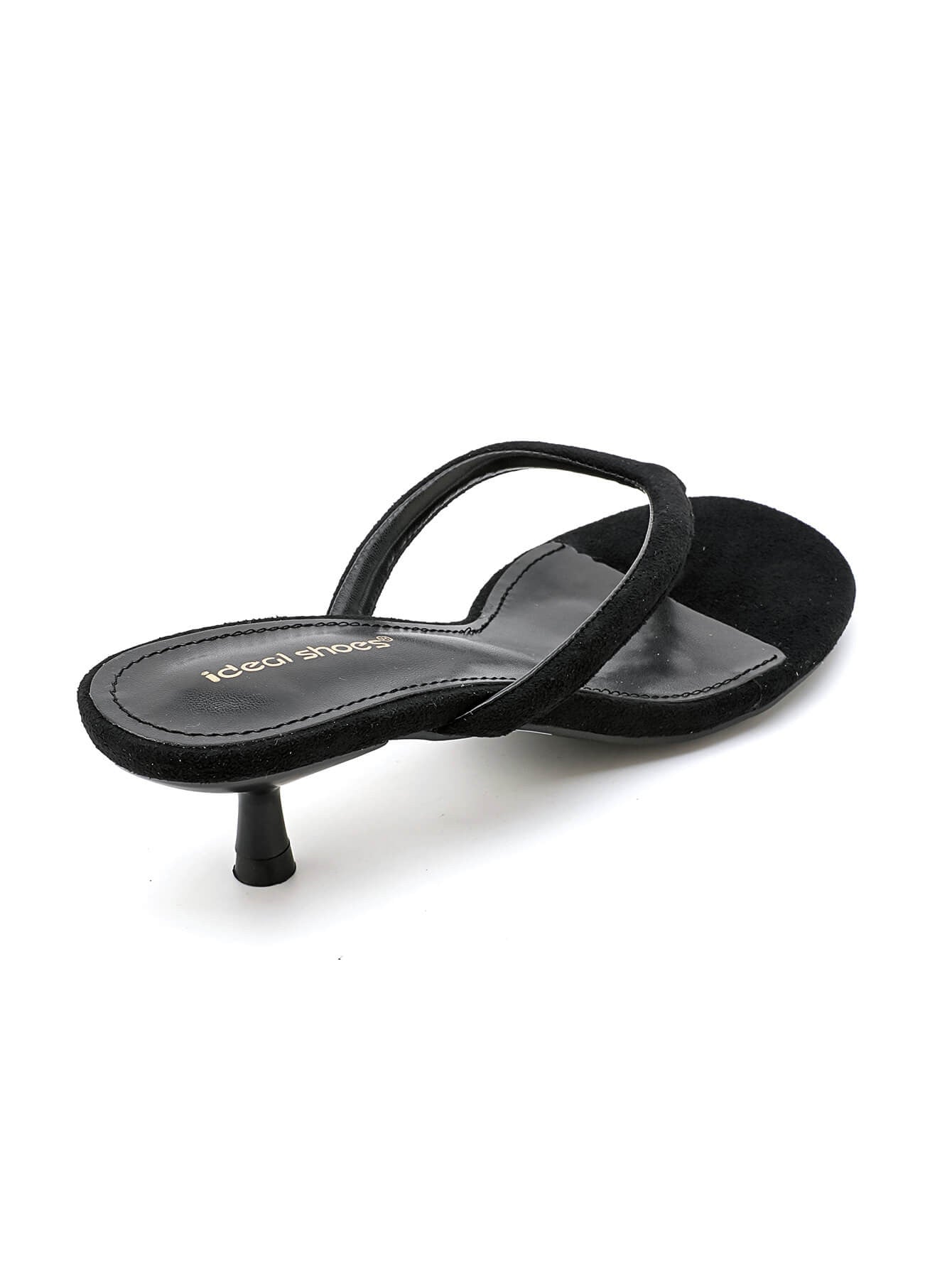 Slippers met kittenheel | zwart