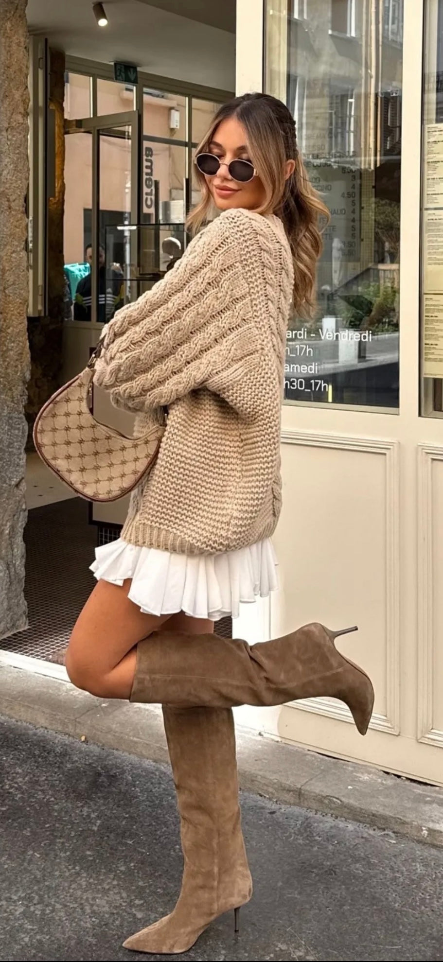 Oversized kabeltrui | taupe