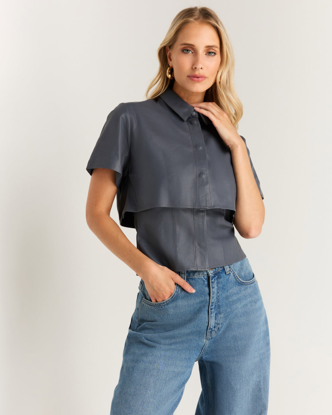 Baylin blouse 100% leder