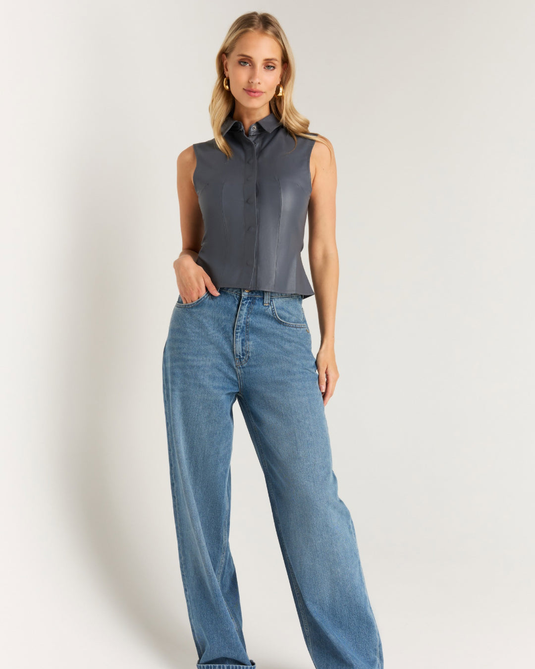 Baylin blouse 100% leder