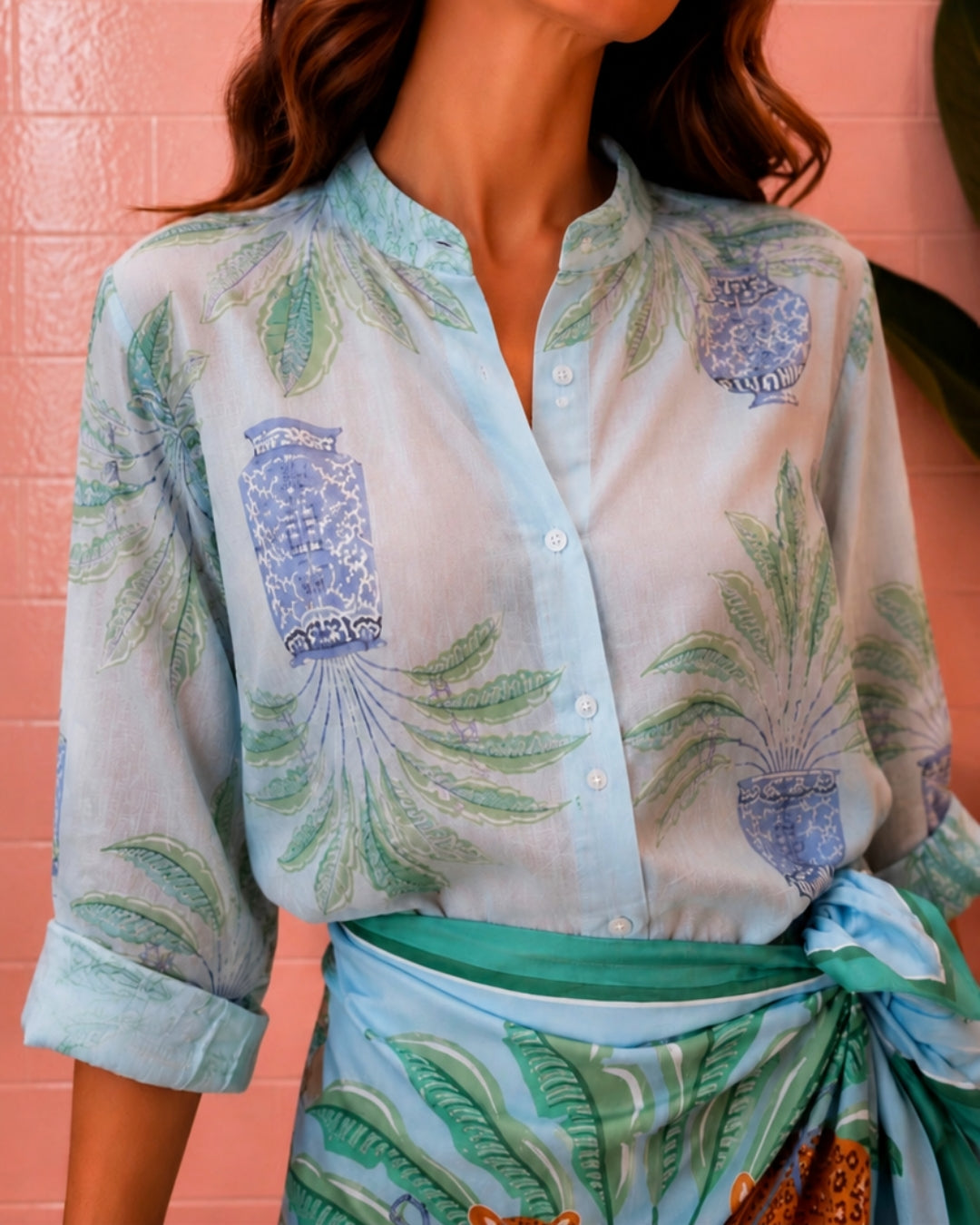 Azure Palm blouse