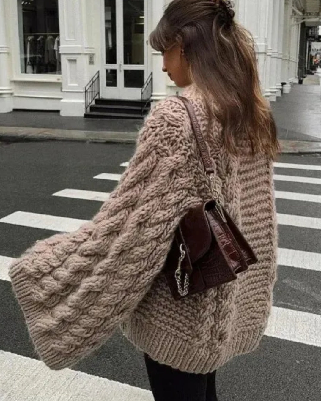 Oversized kabeltrui | taupe