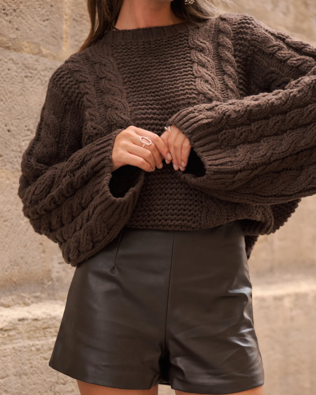 Oversized kabeltrui | choco