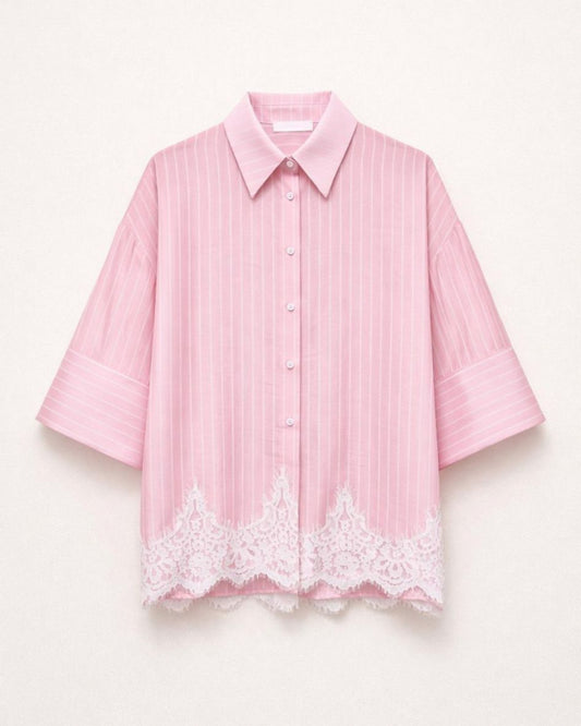 hemd met kanten detail - roze