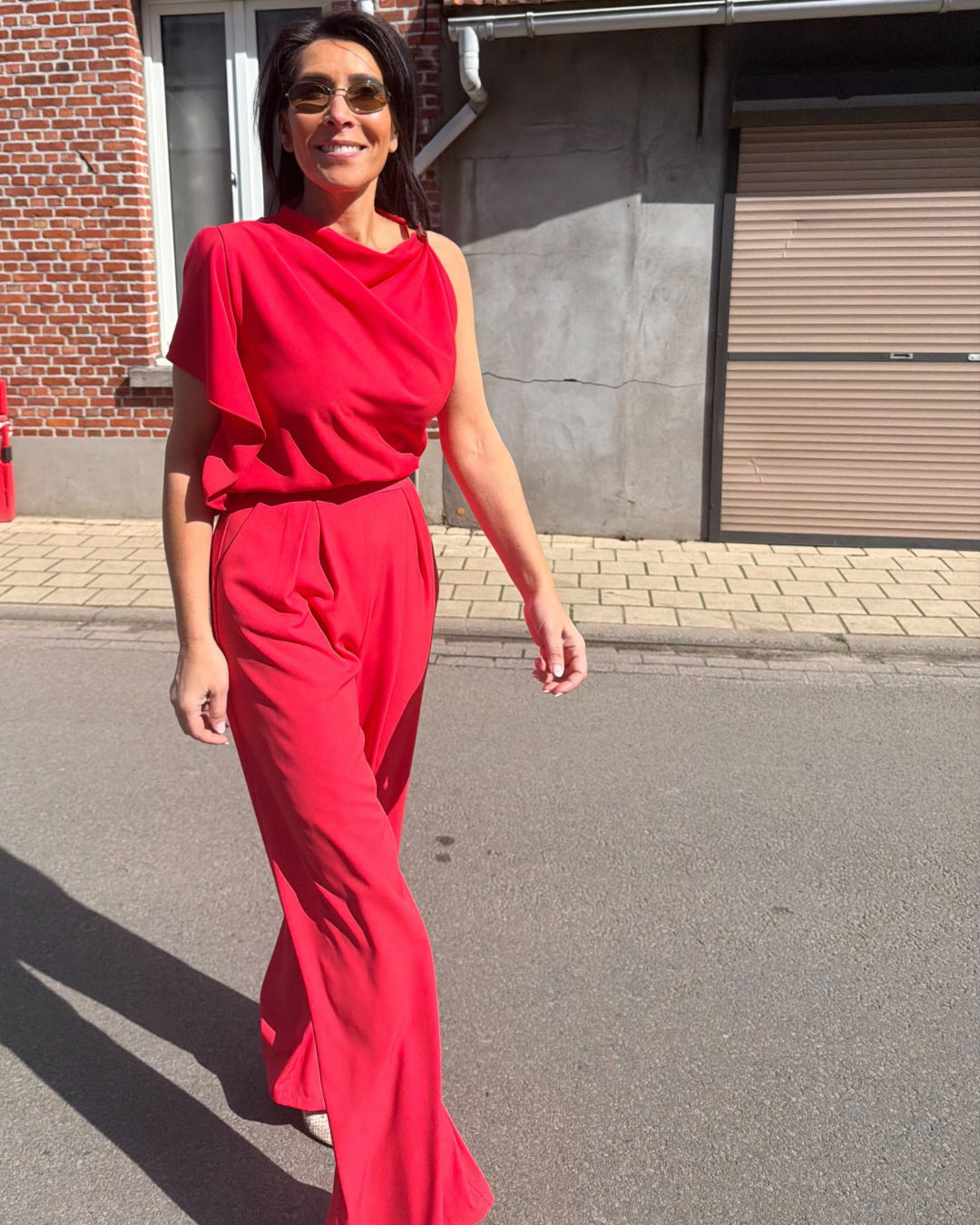 Off-shoulder set - koraal