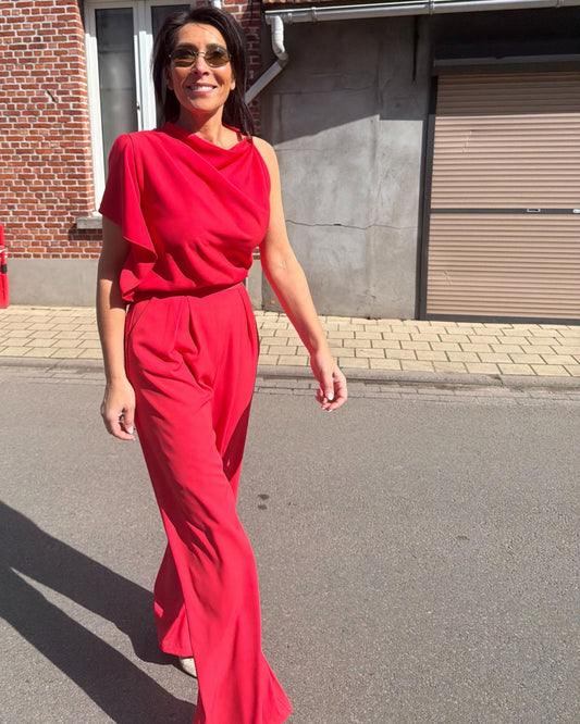 Off-shoulder set - koraal