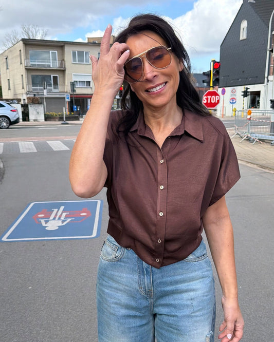 Blouse choco kort model