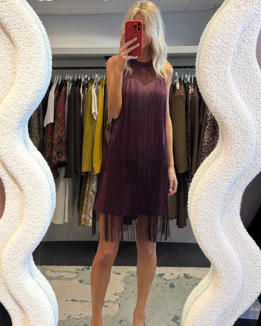 Jurk franjes bordeaux