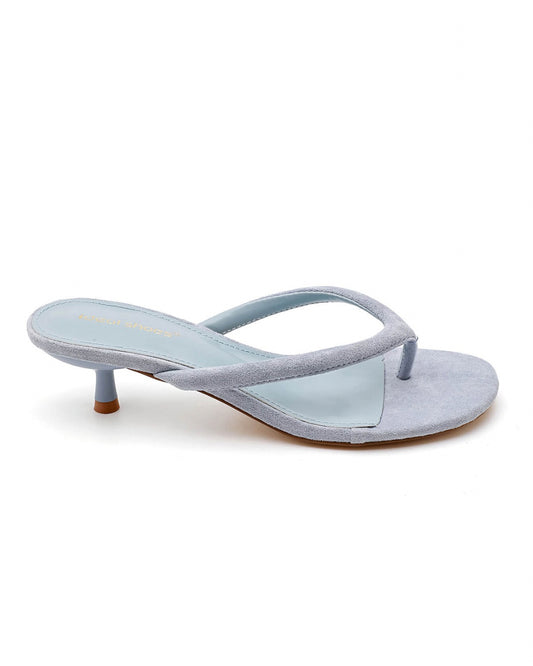 Slippers met kittenheel | lichtblauw
