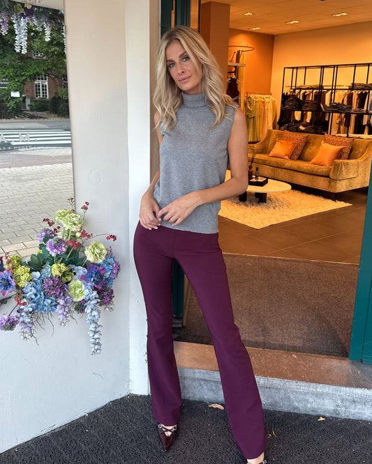 flared broek met stretch | bordeau