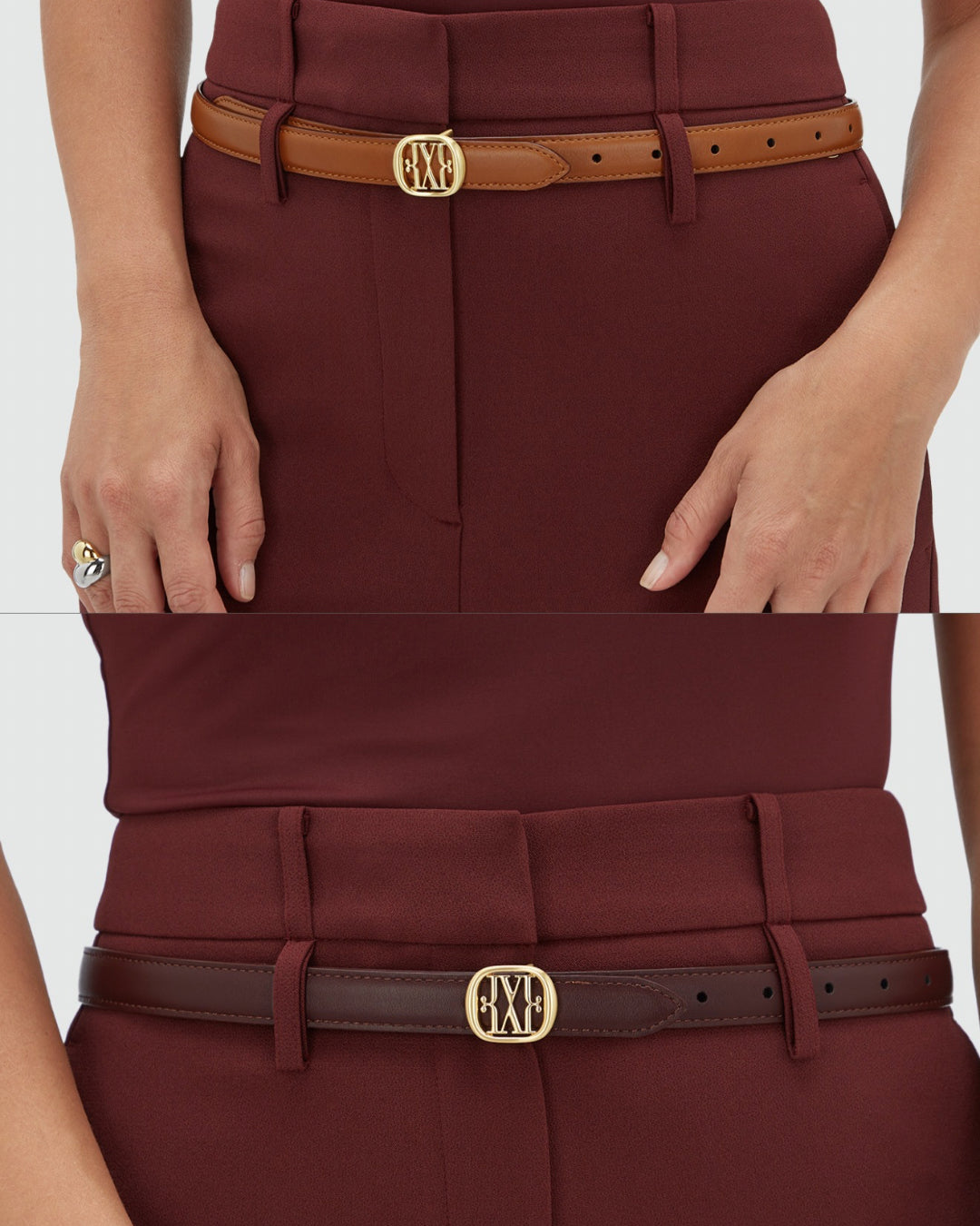 Dorissa reversible riem cognac-burgundy