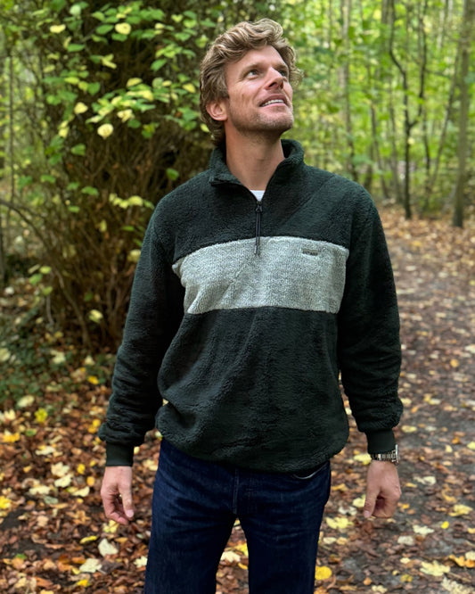 Teddy half zip sweat ANTWRP - Midnight Green