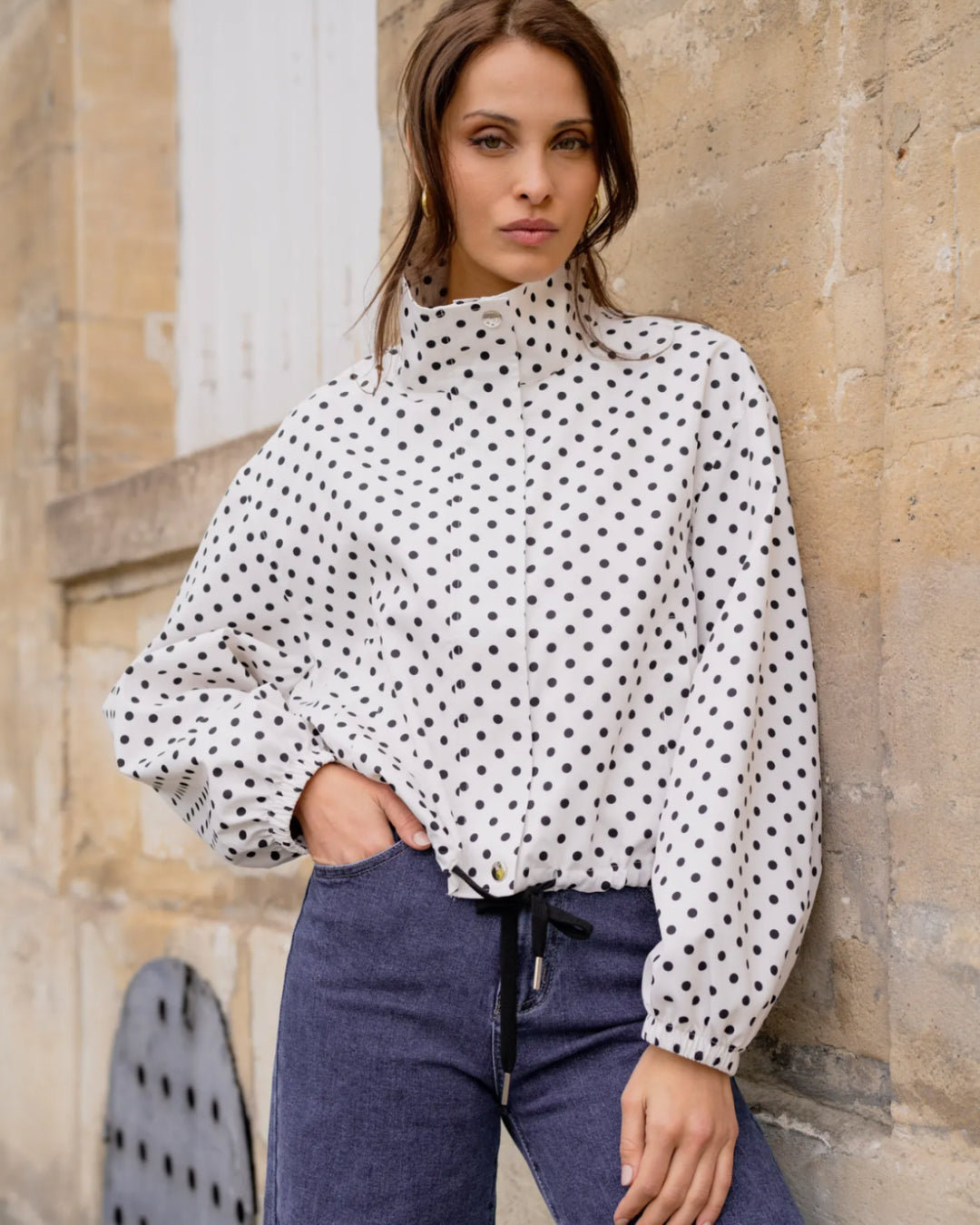 Vest met kraag & polkadots