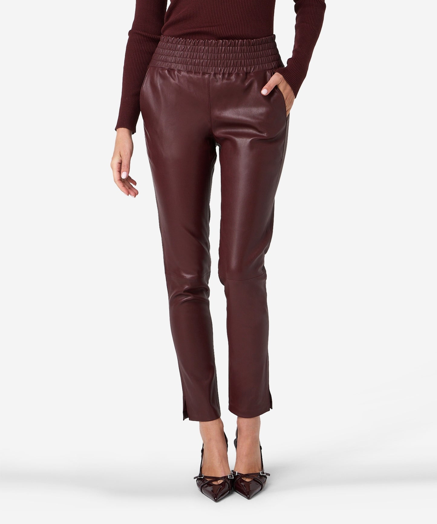 Colette broek | burgundy | 100% leder