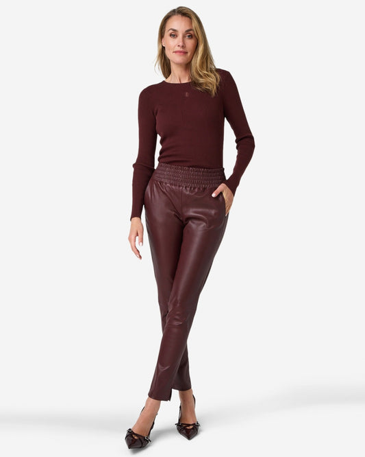 Colette broek | burgundy | 100% leder