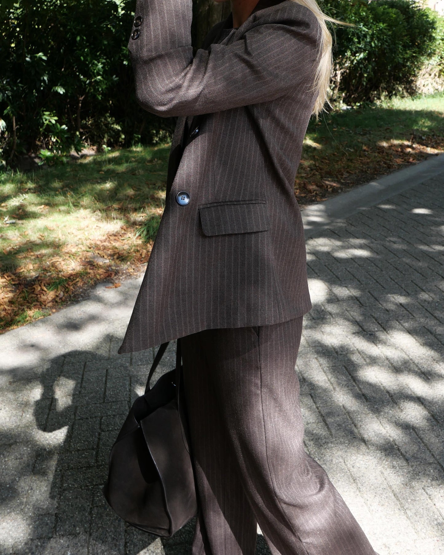 blazer choco krijtstreep