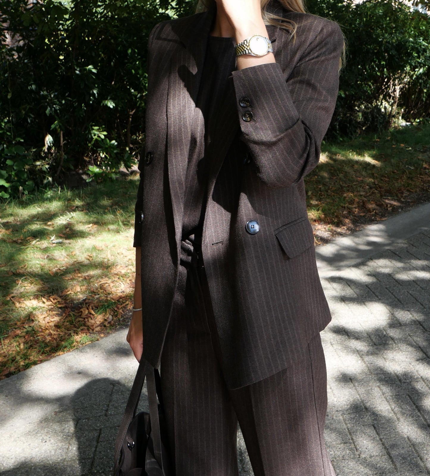 blazer choco krijtstreep