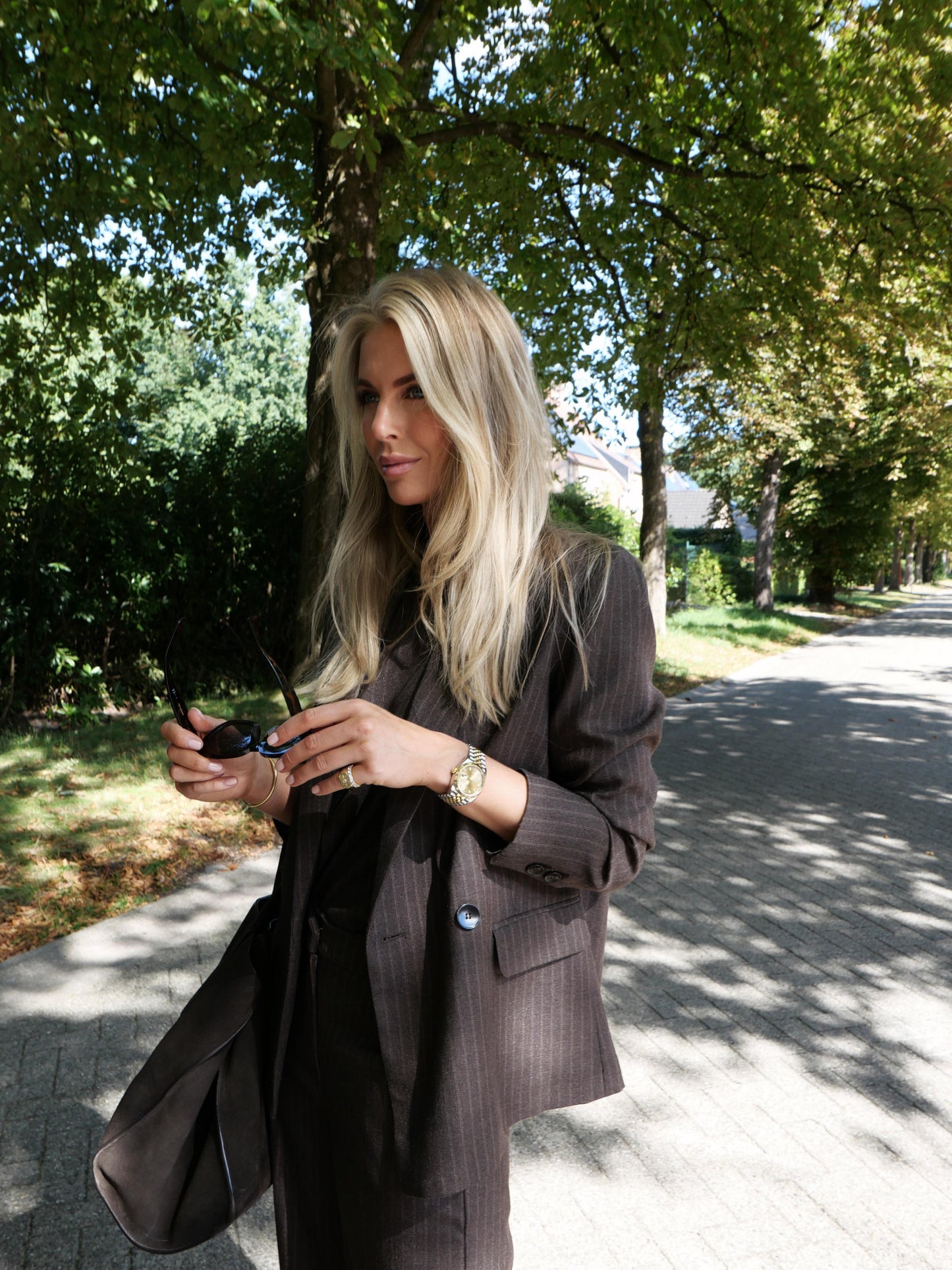 blazer choco krijtstreep