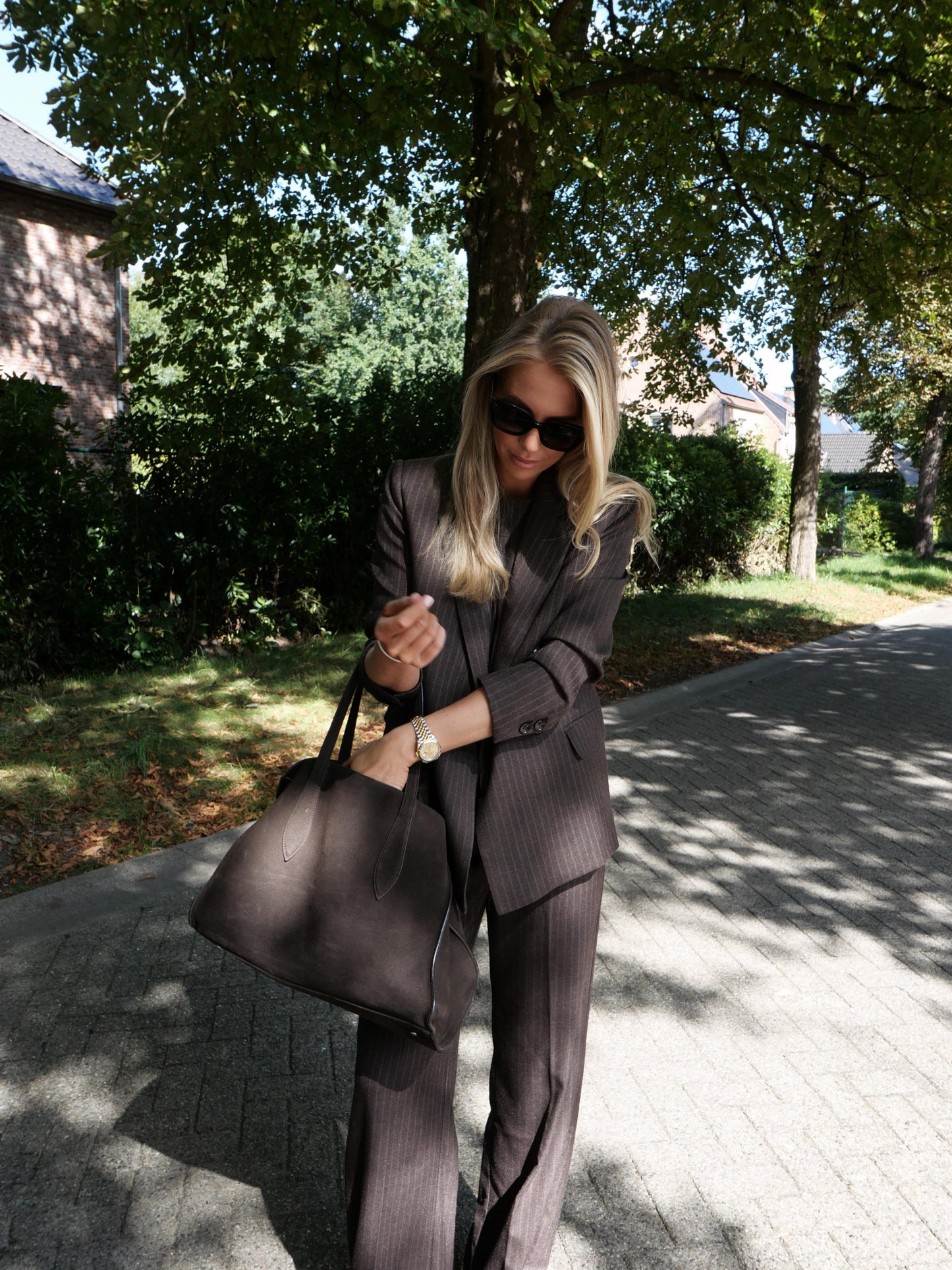 blazer choco krijtstreep